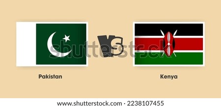 Pakistan vs Kenya flags placed side by side. Creative stylish national flags of Pakistan vs Kenya with background