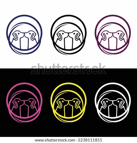 Circle dog animal logo design