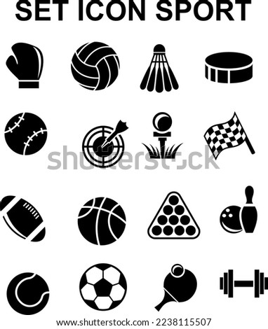 Vector Illustrations. Set of sport icons black white