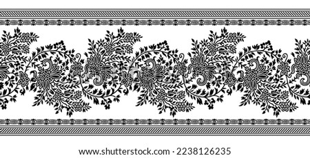 Vector floral border with geometrical shape