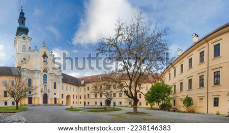 Rein, Austria-November 19, 2021: The picturesque Rein Abbey courtyard, founded in 1129, the oldest Cistercian abbey in the world, located in Rein near Graz, Steiermark, Austria Royalty-Free Stock Photo #2238146383