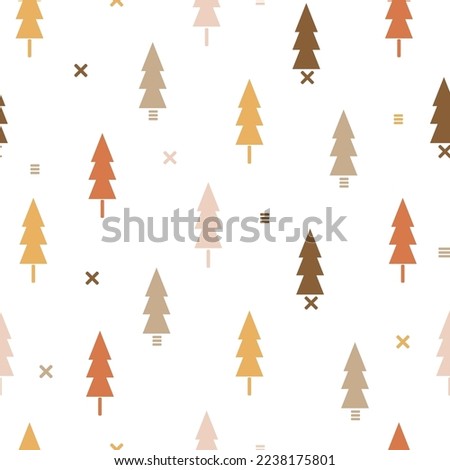 Vector seamless pattern with simple pine trees