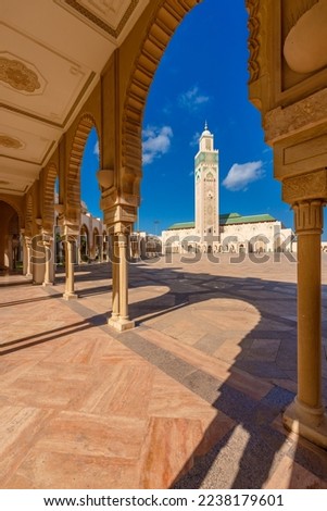 Mosque Hassan II in Casablanca, Morocco. Beautiful Islamic landmark in North Africa Royalty-Free Stock Photo #2238179601