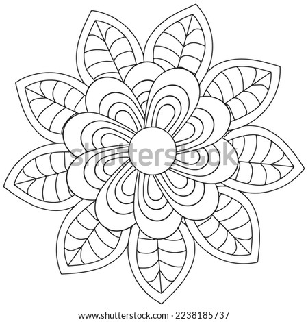 Floral, hand-drawn aster flowers in doodle style isolated on white background. Сoloring page for adults and kids, decorating kids' playroom or greeting card for vector illustration.