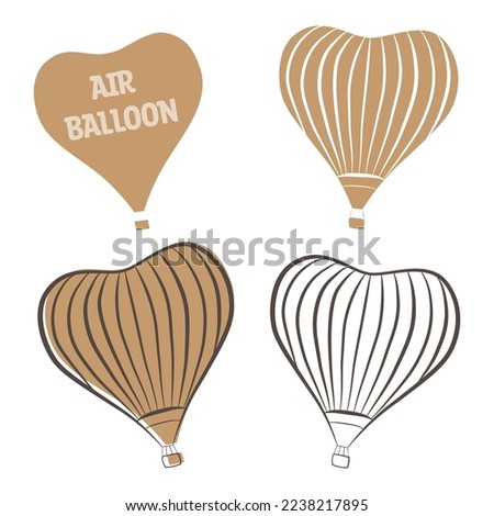 Heart shaped hot air balloons 
in a minimalist style. Beige color. It can be used on Valentine's Day cards, for a wedding, in an explanation of love