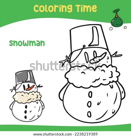 Christmas coloring page. Coloring the Christmas item The snowman. The coloring page preschool children. Vector illustration. 