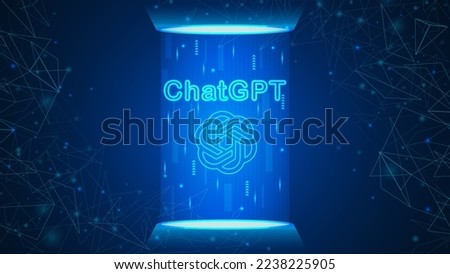 ChatGPT, artificial intelligence chatbot. Chat GPT conversation method illustrations.Chatbot illustration for banner, poster, website, landing page, ads, flyer template. Royalty-Free Stock Photo #2238225905