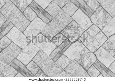 Grey light white tile floor with abstract pattern of stone texture background, top view.