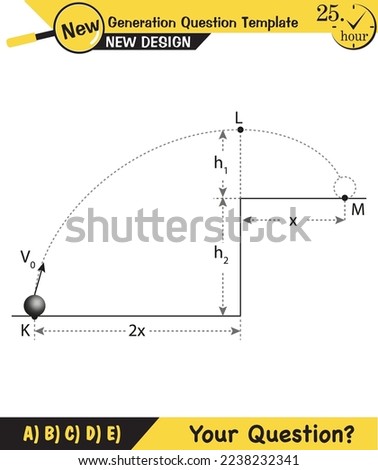 Physics, vector illustration of a forces and motion, vectors, shot, next generation question template, exam question, eps