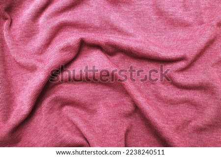 burgundy viva magenta wrinkled plush fabric background texture, soft material pattern.