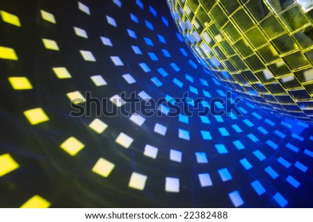 Disco ball with blue illumination