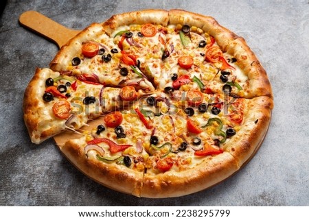 Pizza lovers paradise in Pizza Hut Royalty-Free Stock Photo #2238295799