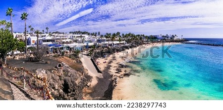 Best beaches of lanzarote island - Playa blanca, Flamingo beach. Canary islands of Spain Royalty-Free Stock Photo #2238297743