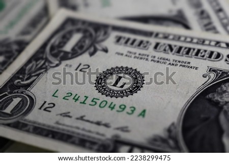 One dollar bill fragment of U.S. money in macro.