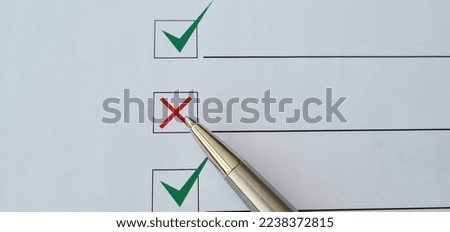 True and false tick symbol yes or no of survey in test. Testing and opinion poll