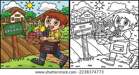 Earth Day Child Carrying Harvest Illustration