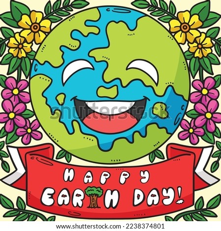 Happy Earth Day Colored Cartoon Illustration