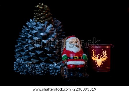 Christmas background with Santa Claus and his deers.