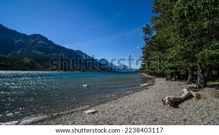 Upper Lake at Waterton Lakes National Park stock photo