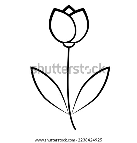 Tulip flower line icon. Tulip blooms icon  on white background. 