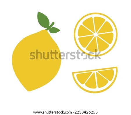 Lemon slice citrus fruit flat icon. Vector lemon half cut logo, simple illustration isolated Royalty-Free Stock Photo #2238426255