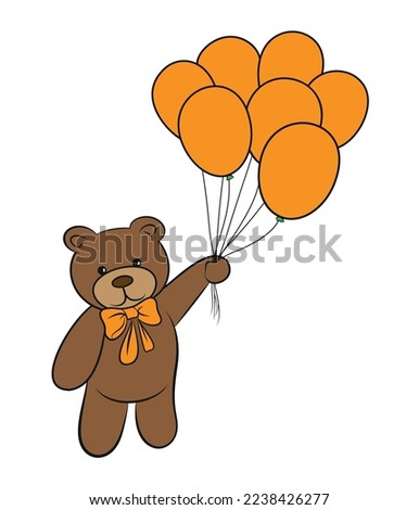 Cute baby bear with balloons illustration vector isolated 
