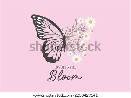 daisy butterfly hand drawn design