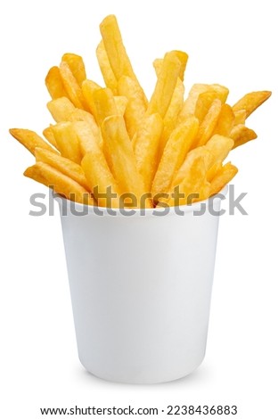 French fries isolate on white background With clipping path.French fries in paper bucket isolated on white background.  Royalty-Free Stock Photo #2238436883