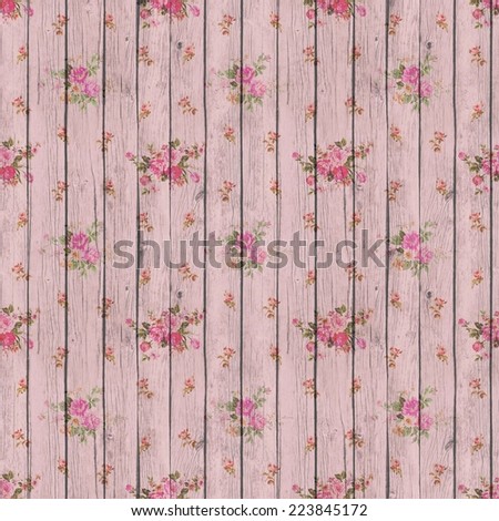 Digital Paper for Scrapbook Light Pink Wood and Flowers Texture Background
