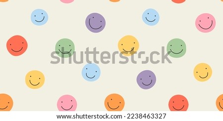 Seamless pattern of colorful smiling diverse faces. Vector illustration for cheerful and happy designs. Perfect for wallpapers, fabrics, and backgrounds.