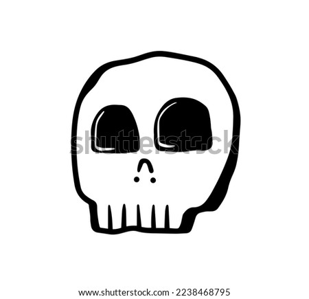 Skull character line art design vector. Hand drawn character symbol. 