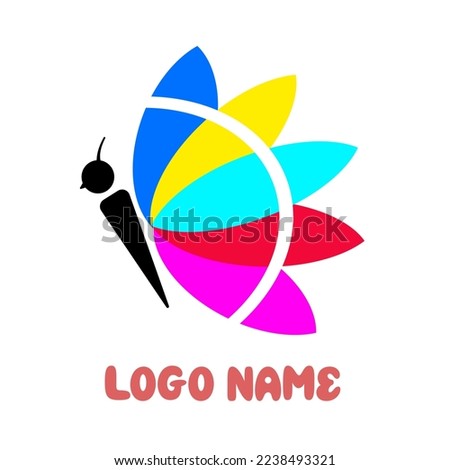 Butterfly logo colorfull vector 2D