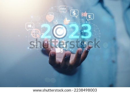 2023 business concept, business people set goals to create an online communication network, global Internet technology to develop a corporate information management system.
 Royalty-Free Stock Photo #2238498003
