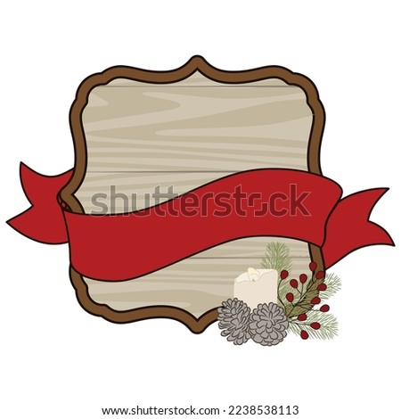 wooden sign board with Christmas decoration