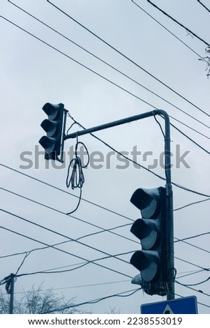 Blackout in Ukraine. Broken traffic light on Chornovola Avenue in Lviv. Blackout due to shelling of critical infrastructure. War in Ukraine. 11.12.2022