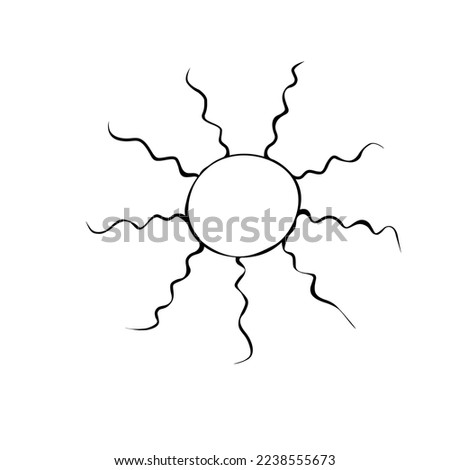 Vector outline Sun, star, planet, space object in doodle style. Simple design element, clip art, icon on the theme of nature, weather, space.