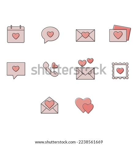 collection of valentine icon vector