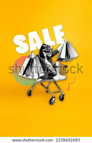 Creative photo 3d collage artwork of strange weird personage creepy animal head go waste spend money isolated on painting background