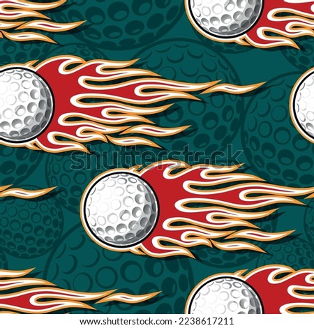 Golf ball in tribal fire repeating background. Golf balls seamless pattern vector image wallpaper and wrapping paper design.
