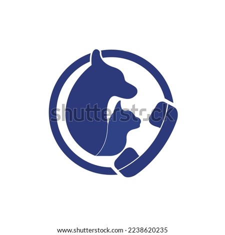 Veterinary clinic call vector logo design. Unique vet and handset logotype design template.