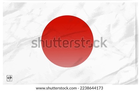 Big red circle on old white paper background. Flag of Japan