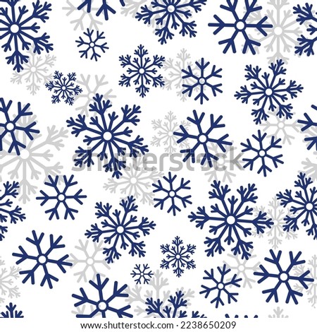 Seamless Christmas pattern dark blue snowflakes white background New year decoration vector illustration Design web wrapping wallpaper cover textile