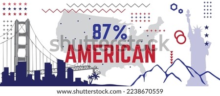 87% percentage American sign label vector art illustration with fantastic font and red blue color background. A True American Design.
