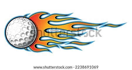 Golf ball vector image with tribal fire flame Golf car sticker motorcycle decal and sport logo template.