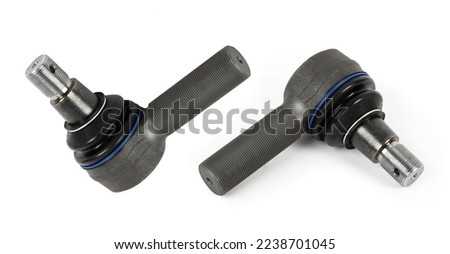 Tie rod end, tie rod end with and without shadows, auto parts isolated on white background. Royalty-Free Stock Photo #2238701045