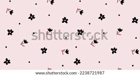 Ditsy pattern. Simple vector black and white seamless texture with small flowers. Elegant abstract floral background. Minimal repeat design for decoration, textile, wallpapers, tileable print, cloth Royalty-Free Stock Photo #2238721987