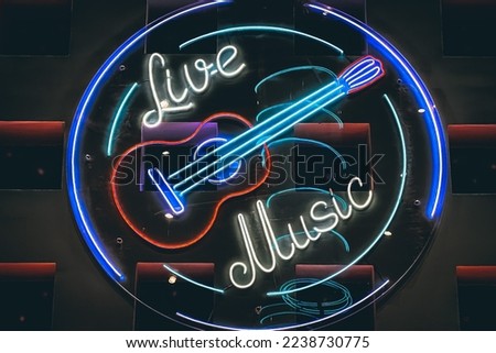 A love music sign with neon lights.