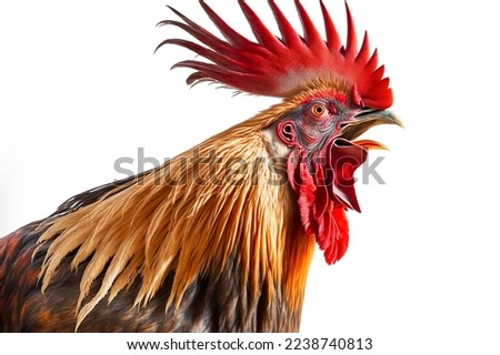 Head red-black rooster portrait isolated on white background Royalty-Free Stock Photo #2238740813