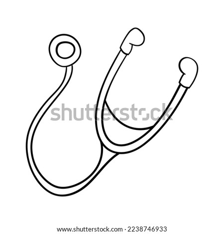 Stethoscope hand drawn outline vector illustration. Isolated on white background