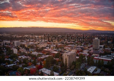Aerial View of Palo Alto, California at Sunrise Royalty-Free Stock Photo #2238749399
